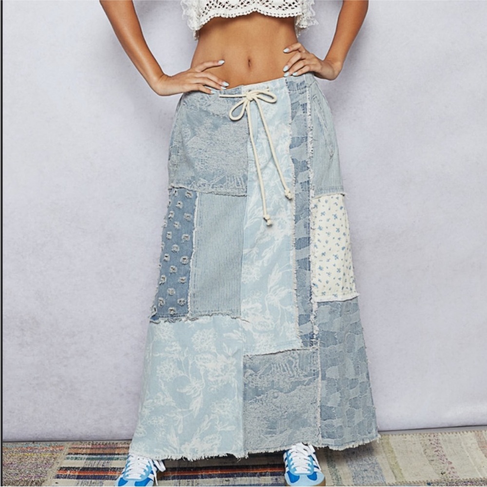 ☀️☀️ SALE! 192 💕POL Patchwork Denim Maxi Skirt